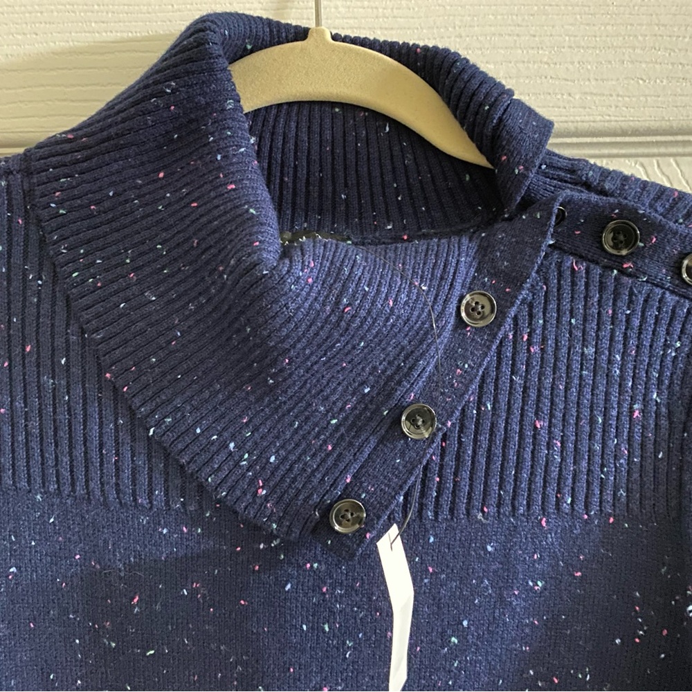 NEW Talbots Navy Tweed Sweater Dress size Medium. Great for work / Casual dinner - Picture 2 of 4